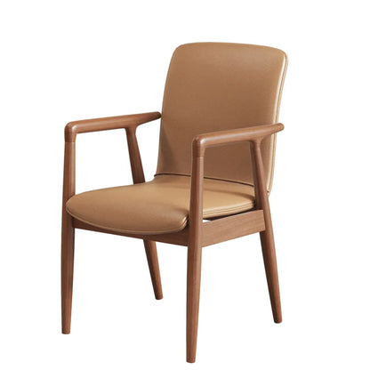 Fauteuil de salle à manger moderne en bois recouvert de similicuir