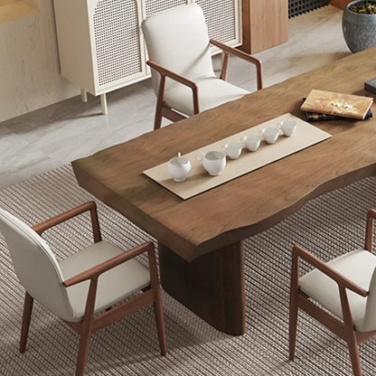 Fauteuil de salle à manger moderne en bois recouvert de similicuir