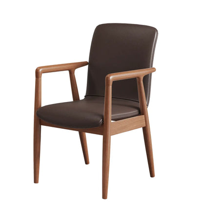 Fauteuil de salle à manger moderne en bois recouvert de similicuir