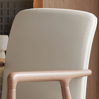 Fauteuil de salle à manger moderne en bois recouvert de similicuir