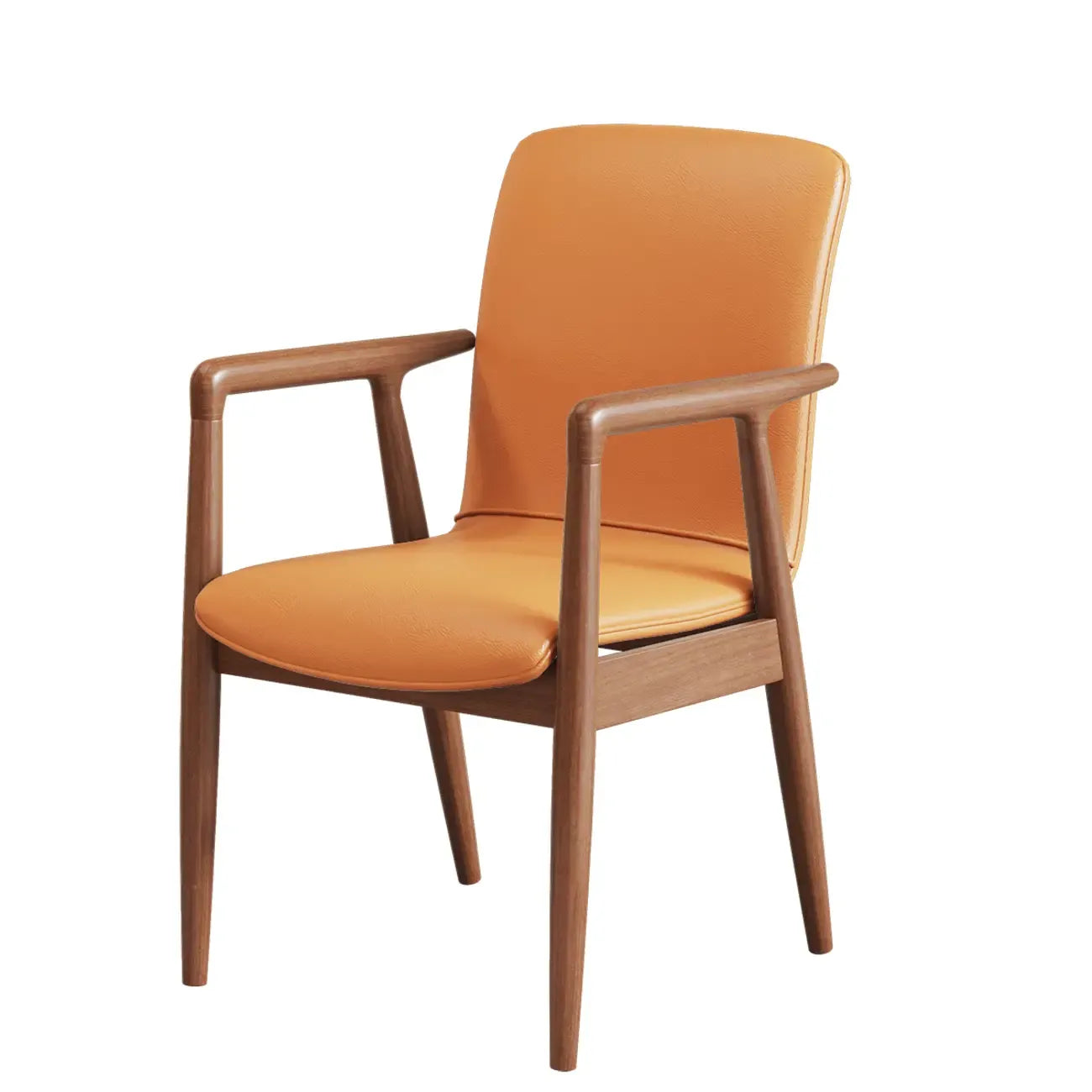 Fauteuil de salle à manger moderne en bois recouvert de similicuir