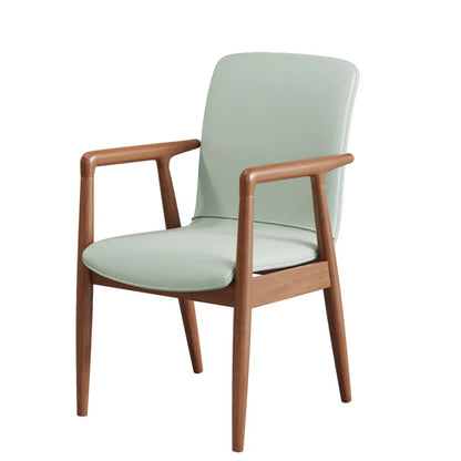 Fauteuil de salle à manger moderne en bois recouvert de similicuir