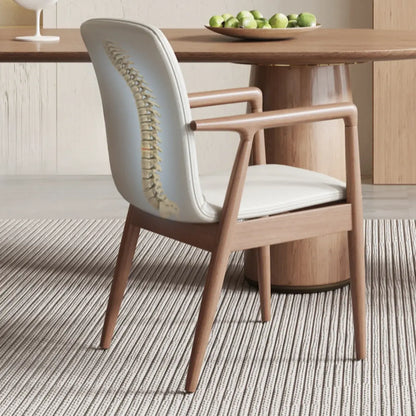Fauteuil de salle à manger moderne en bois recouvert de similicuir