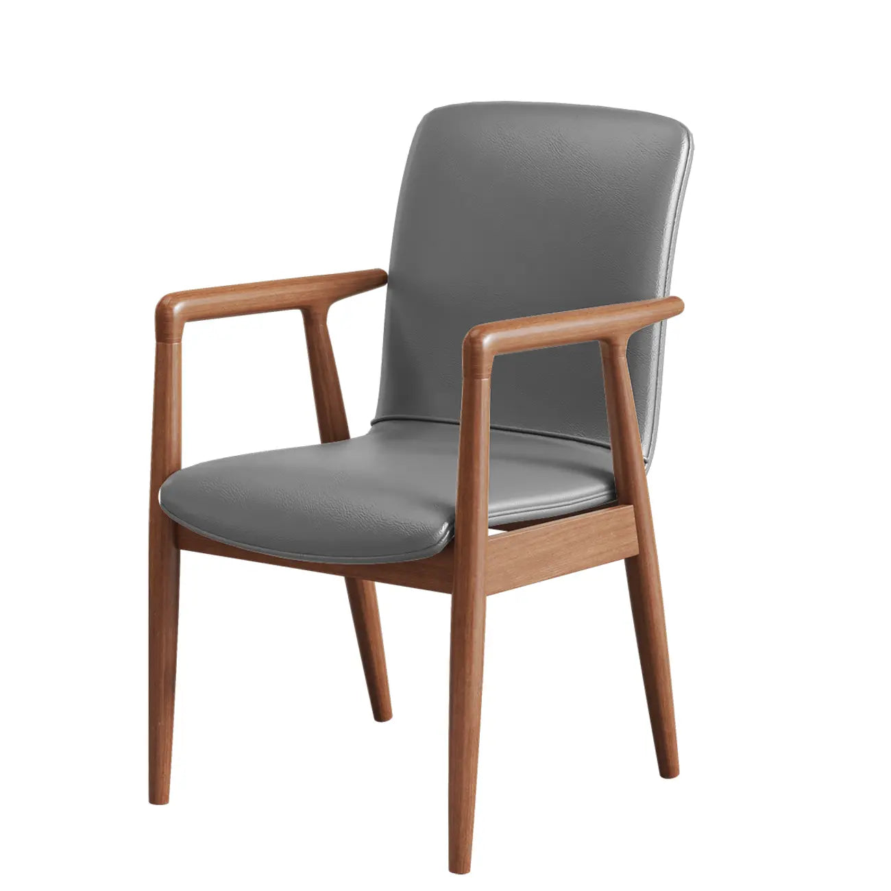 Fauteuil de salle à manger moderne en bois recouvert de similicuir