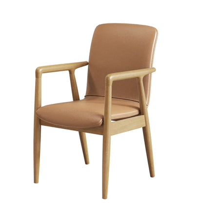 Fauteuil de salle à manger moderne en bois recouvert de similicuir