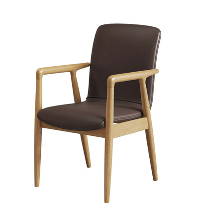 Fauteuil de salle à manger moderne en bois recouvert de similicuir