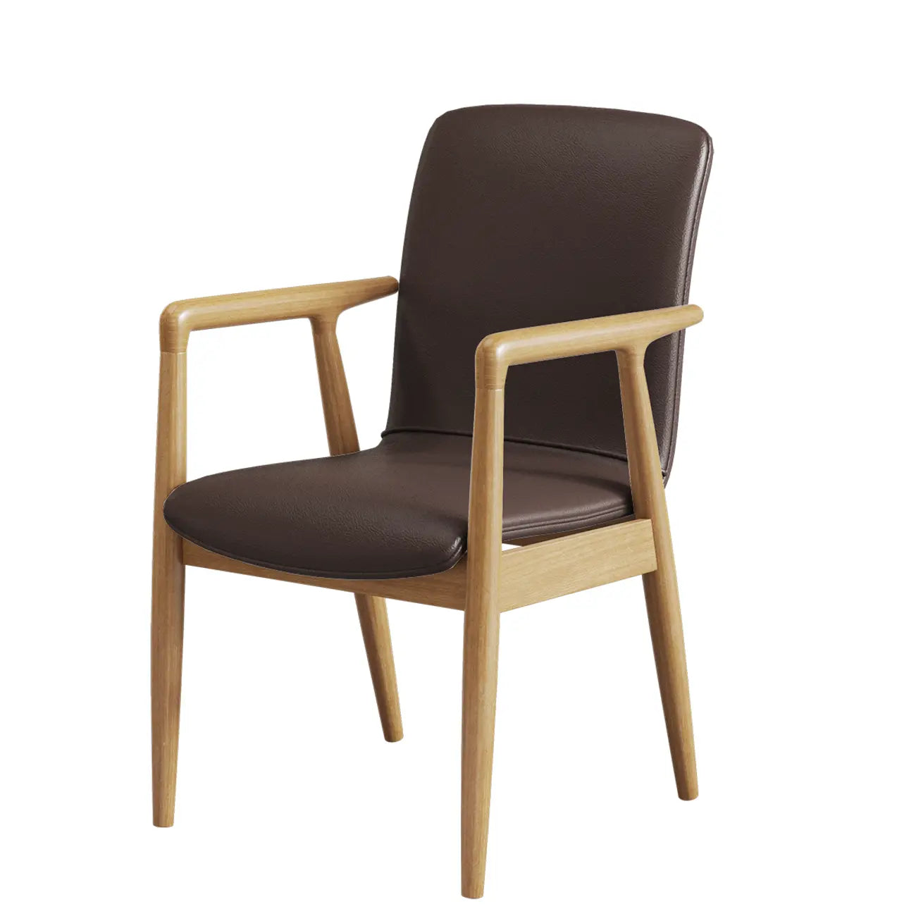 Fauteuil de salle à manger moderne en bois recouvert de similicuir