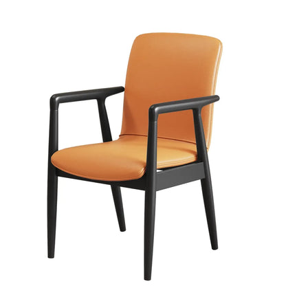 Fauteuil de salle à manger moderne en bois recouvert de similicuir