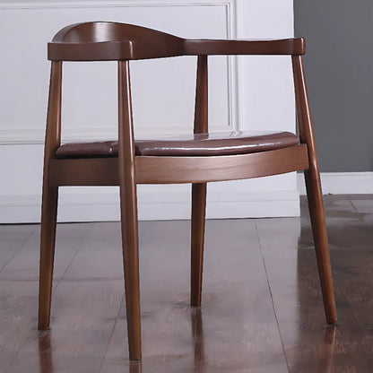 Chaise de salle à manger rembourrée marron avec accoudoirs
