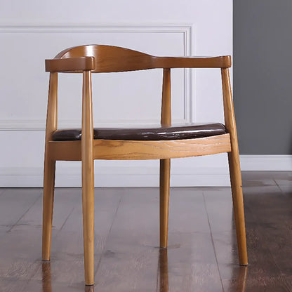Chaise de salle à manger rembourrée marron avec accoudoirs