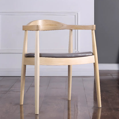 Chaise de salle à manger rembourrée marron avec accoudoirs