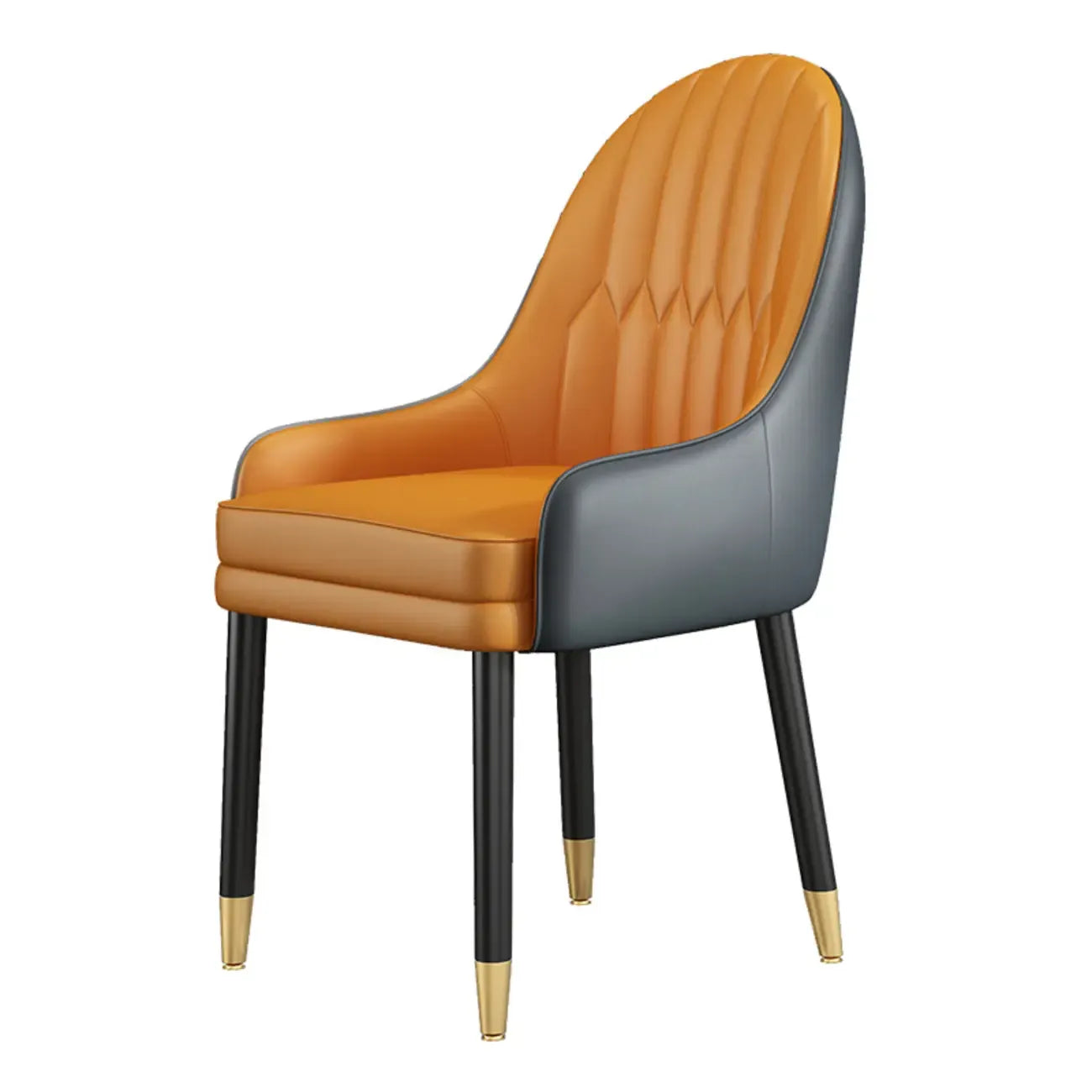 Chaise de salle à manger en similicuir, color block, accoudoirs inclinés et pieds en métal