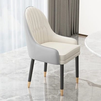 Chaise de salle à manger en similicuir, color block, accoudoirs inclinés et pieds en métal