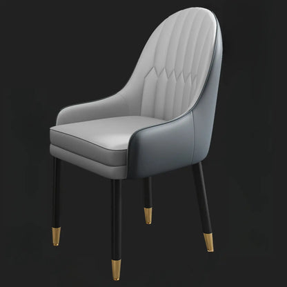 Chaise de salle à manger en similicuir, color block, accoudoirs inclinés et pieds en métal