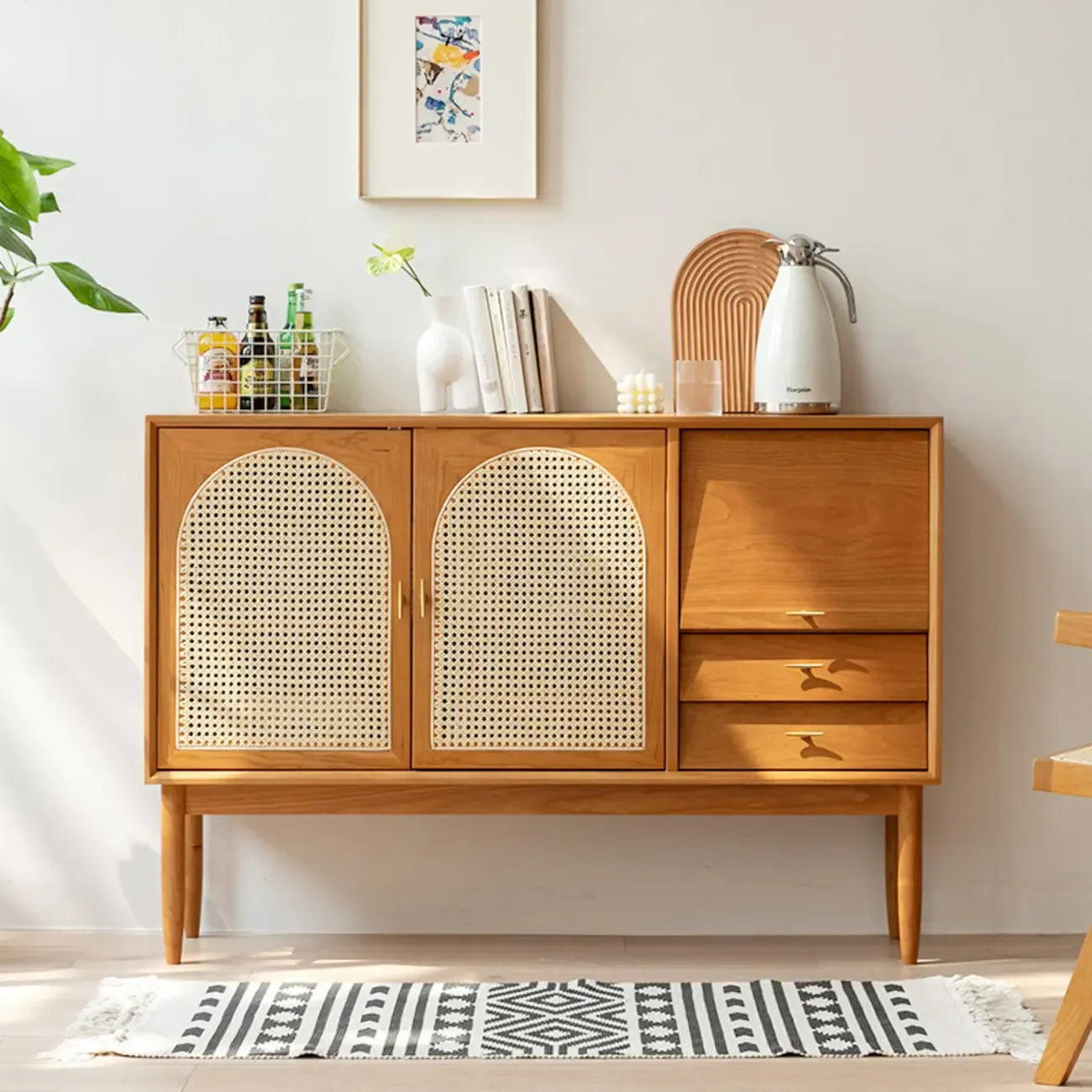 Buffet scandinave en bois avec rangement pour salon