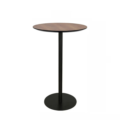 Table de bar élégante en bois avec piètement en métal noir pour café