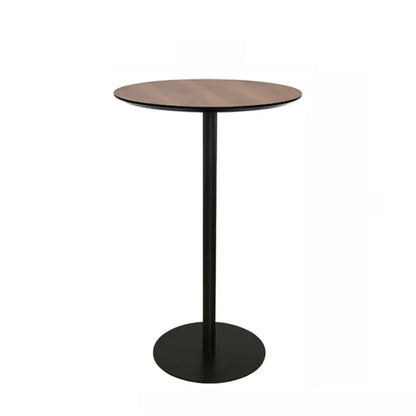 Table de bar élégante en bois avec piètement en métal noir pour café