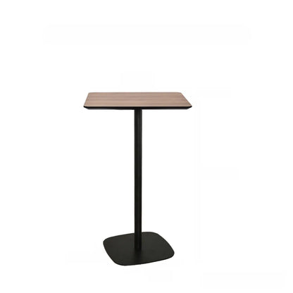 Table de bar élégante en bois avec piètement en métal noir pour café