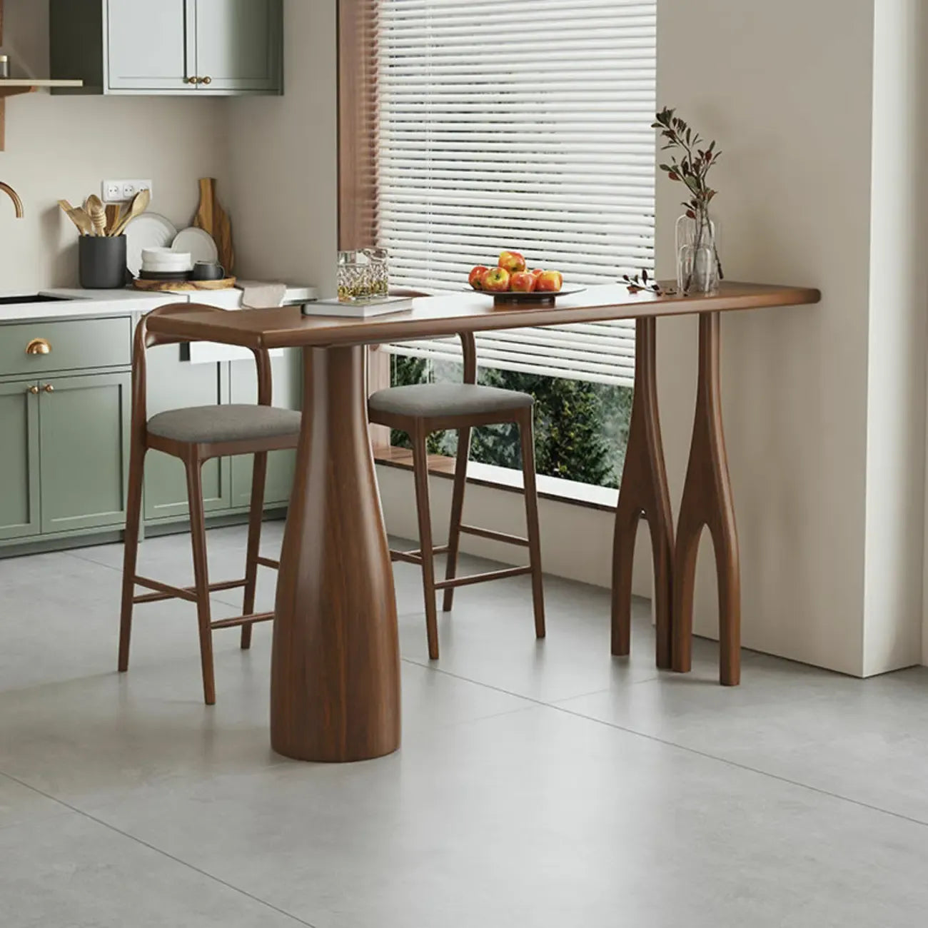 Table de bar rectangulaire marron en bois naturel pour salle à manger