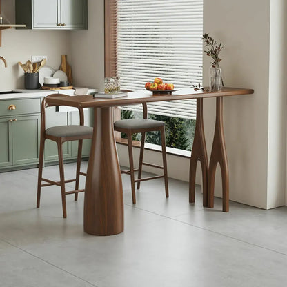 Table de bar rectangulaire marron en bois naturel pour salle à manger