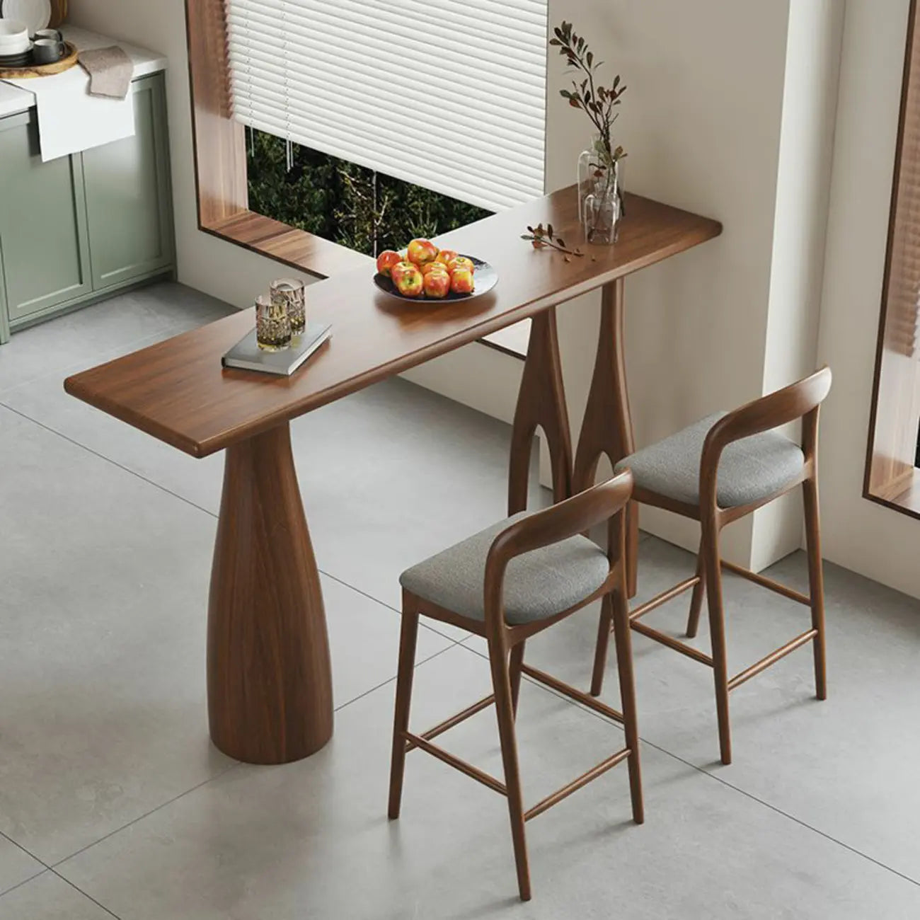 Table de bar rectangulaire marron en bois naturel pour salle à manger