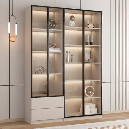 Vitrine sur pied avec porte en verre naturel de grande hauteur et rangement