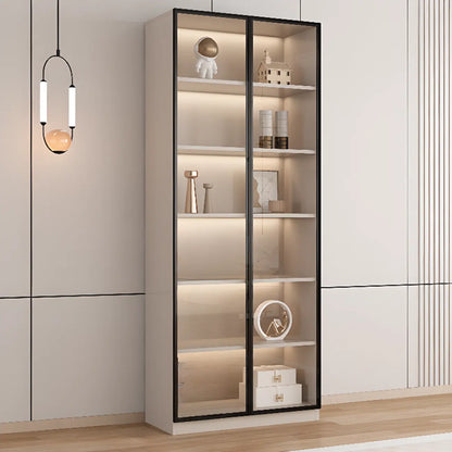 Vitrine sur pied avec porte en verre naturel de grande hauteur et rangement
