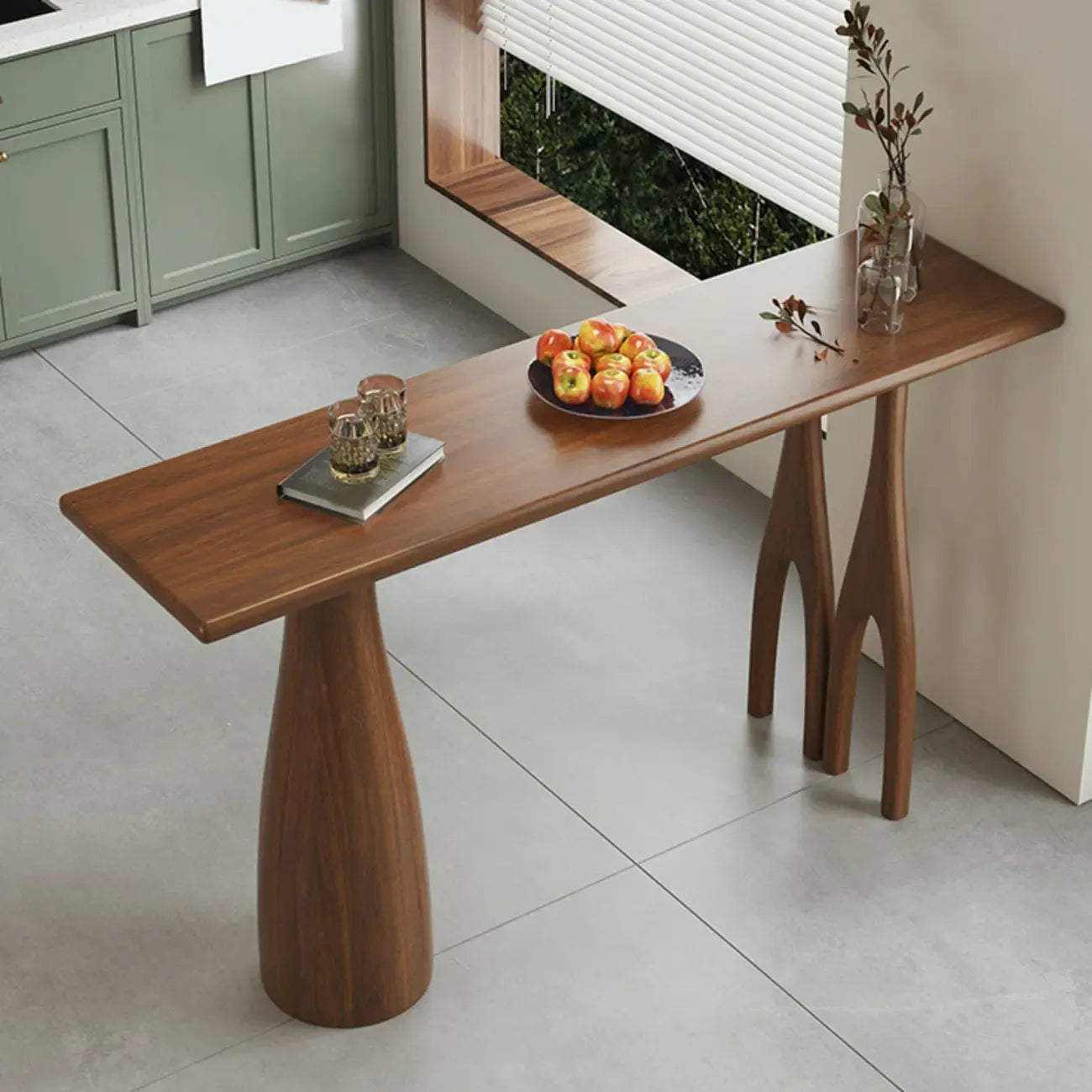 Table de bar rectangulaire marron en bois naturel pour salle à manger