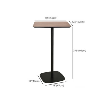 Table de bar élégante en bois avec piètement en métal noir pour café