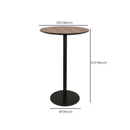 Table de bar élégante en bois avec piètement en métal noir pour café