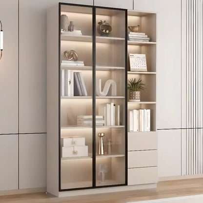 Vitrine sur pied avec porte en verre naturel de grande hauteur et rangement