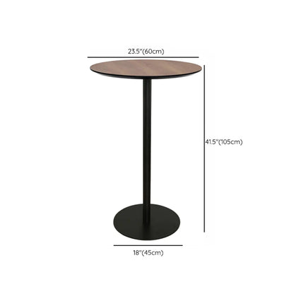 Table de bar élégante en bois avec piètement en métal noir pour café