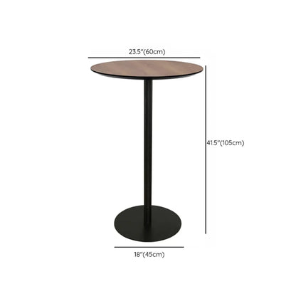 Table de bar élégante en bois avec piètement en métal noir pour café