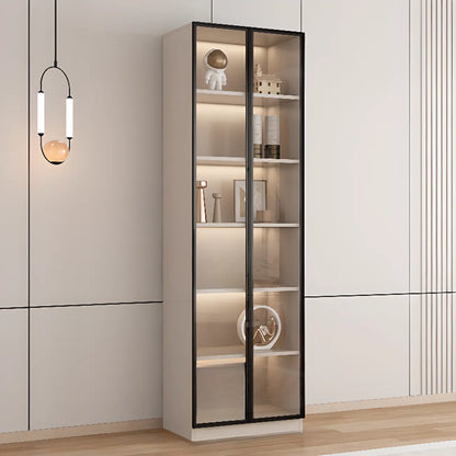 Vitrine sur pied avec porte en verre naturel de grande hauteur et rangement