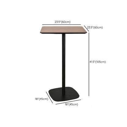Table de bar élégante en bois avec piètement en métal noir pour café