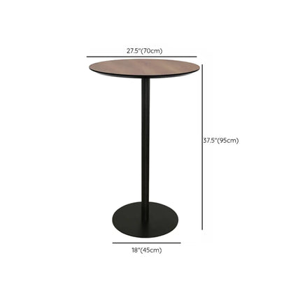 Table de bar élégante en bois avec piètement en métal noir pour café