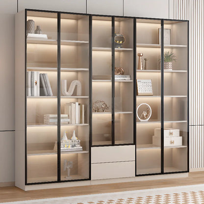 Vitrine sur pied avec porte en verre naturel de grande hauteur et rangement