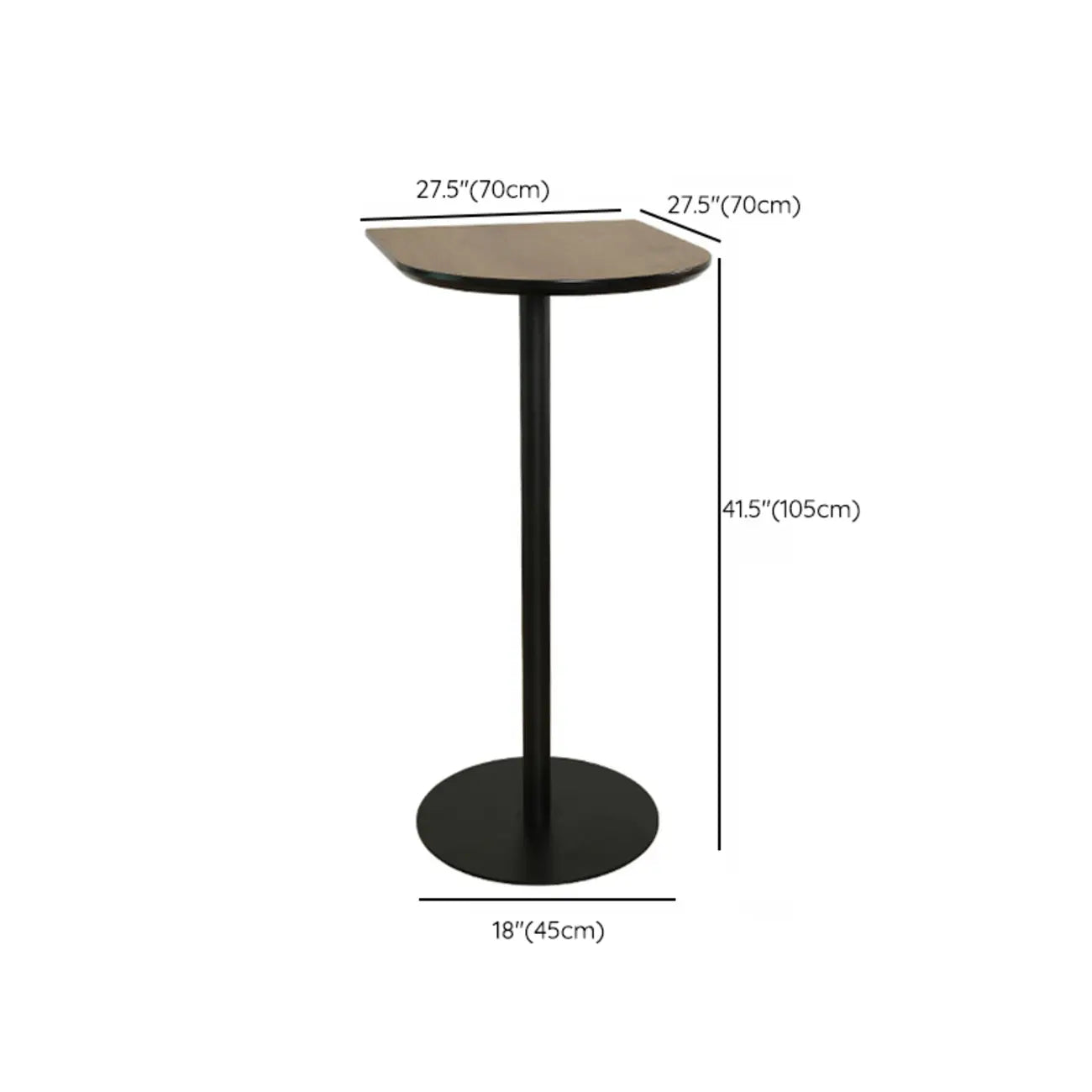 Table de bar élégante en bois avec piètement en métal noir pour café