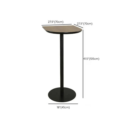 Table de bar élégante en bois avec piètement en métal noir pour café