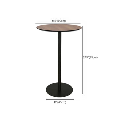 Table de bar élégante en bois avec piètement en métal noir pour café