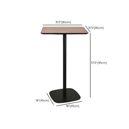 Table de bar élégante en bois avec piètement en métal noir pour café