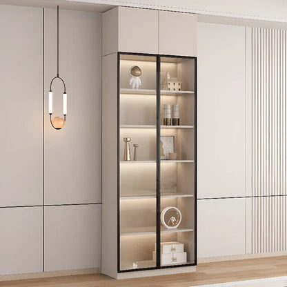 Vitrine sur pied avec porte en verre naturel de grande hauteur et rangement