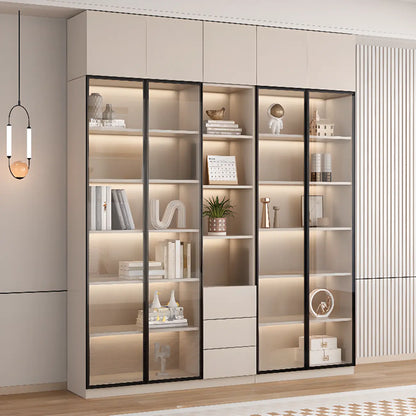 Vitrine sur pied avec porte en verre naturel de grande hauteur et rangement
