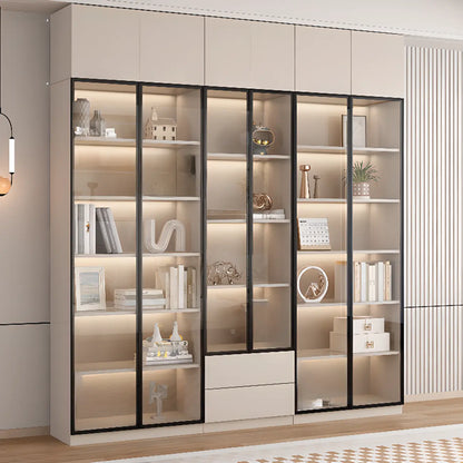 Vitrine sur pied avec porte en verre naturel de grande hauteur et rangement