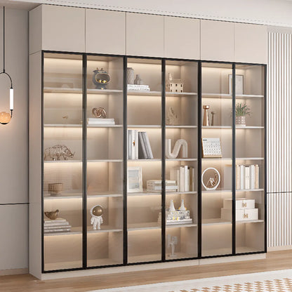 Vitrine sur pied avec porte en verre naturel de grande hauteur et rangement