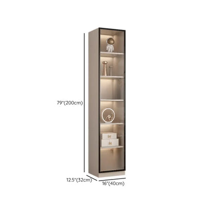 Vitrine sur pied avec porte en verre naturel de grande hauteur et rangement