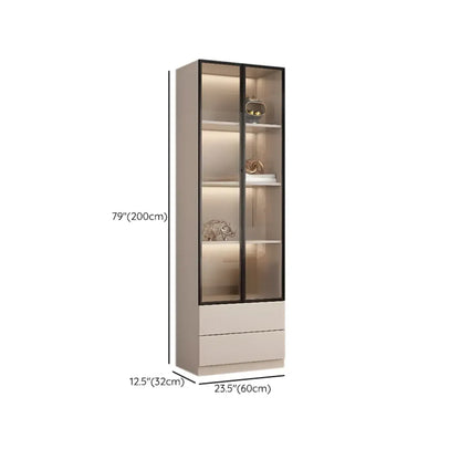 Vitrine sur pied avec porte en verre naturel de grande hauteur et rangement