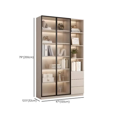 Vitrine sur pied avec porte en verre naturel de grande hauteur et rangement