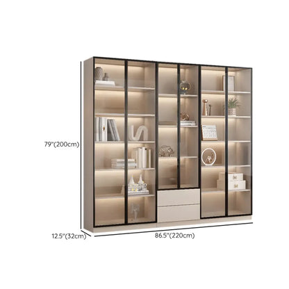 Vitrine sur pied avec porte en verre naturel de grande hauteur et rangement