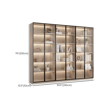 Vitrine sur pied avec porte en verre naturel de grande hauteur et rangement